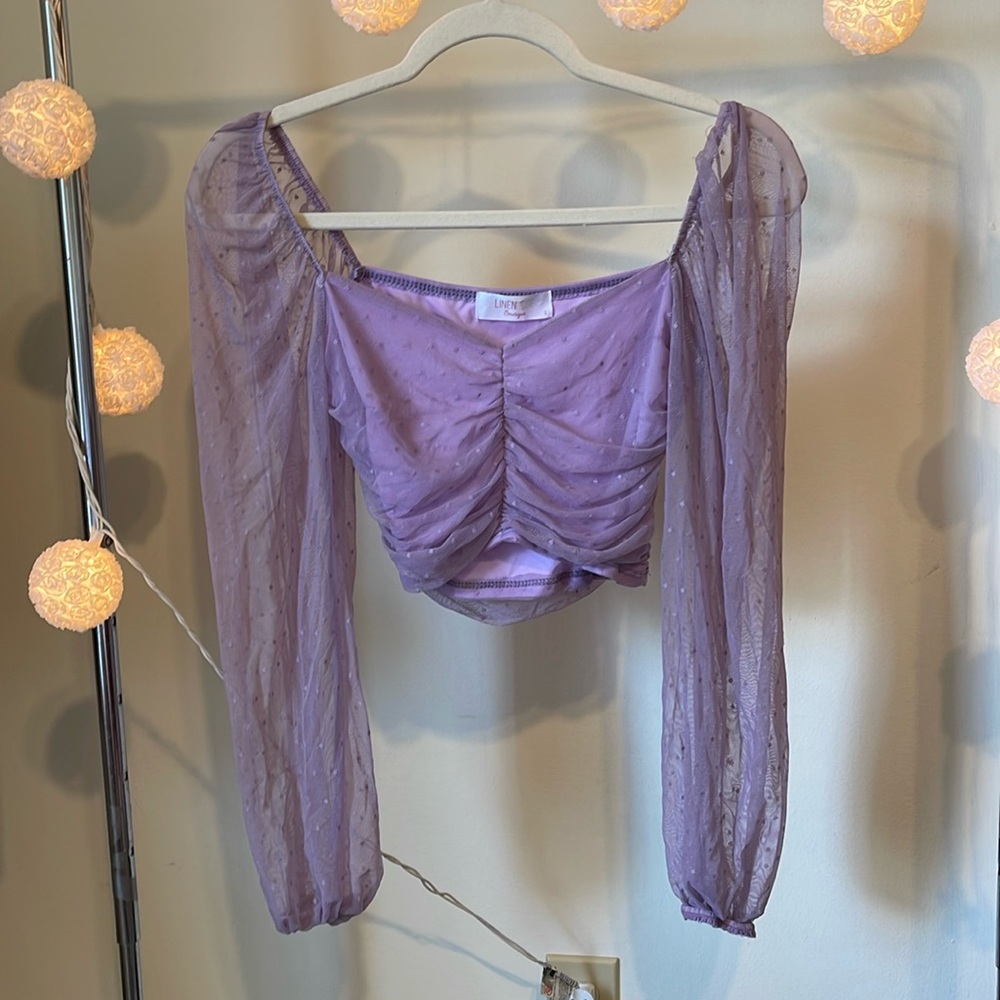 Linen rose boutique lavender mesh top